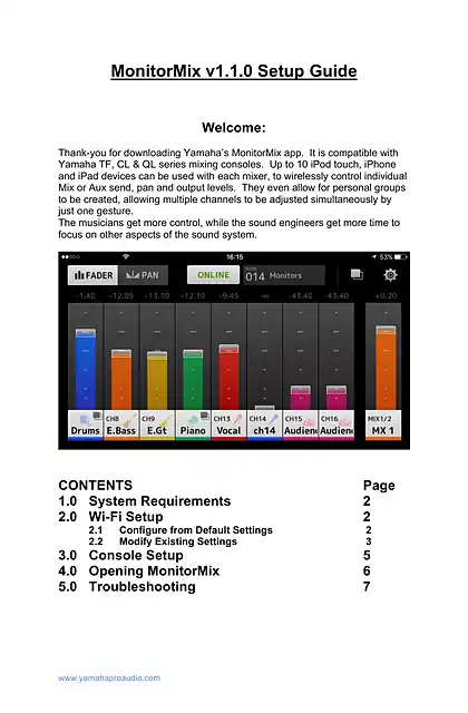 yamaha雅马哈MonitorMix Setup Guide